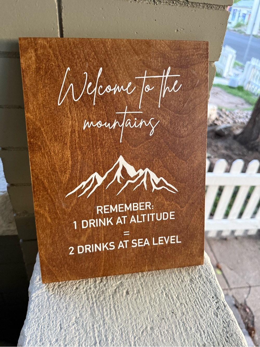 Rustic 'Welcome to the Mountains' Wood Wedding Drink Sign